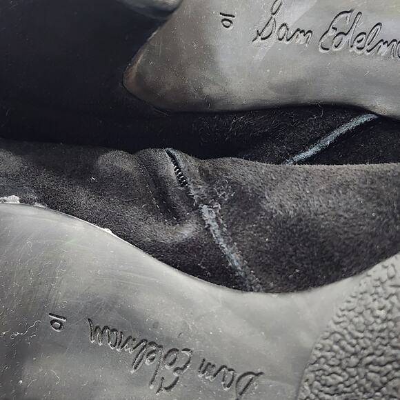 Sam Edelman Mandi Ankle Boots Black Suede Leather Buckle Detail Size 10 - Picture 6 of 10